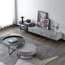 Willstyle round tea table TV cabinet Composition minimalist modern small household Baking Varnish Extremely Simple Suit Telescopic TV Cabinet