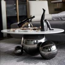 Italian New Designer Tea Table Minimalist Modern Marble Round Tea Table Living Room Hotel Sample Room Coffee Table