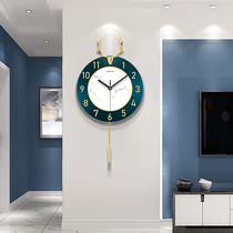 Nordic deer head wall clock light luxury watch home living room personality Wall creative clock modern simple decorative hanging watch
