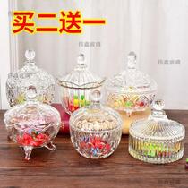 American kitchen container with lid sealed jar transparent glass bottle supplies home put nut Korean office sugar jar