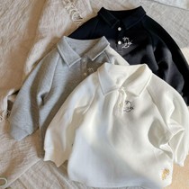 2021 spring new boy handsome long sleeve POLO shirt children baby Korean cartoon bottoming lapel T-shirt tide 1