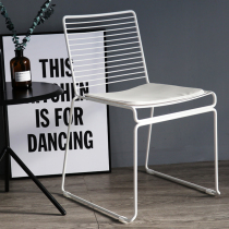 Light luxury iron dining chair retro Nordic ins white chair home simple lounge bench backrest Net red photo chair