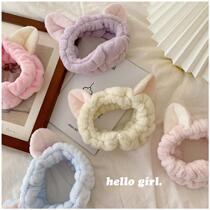 Japanese cute three-dimensional cat ear hair band face wash head belt makeup mask hair set Selling cute hair accessories