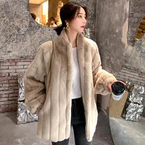 2020 autumn and winter Korean temperament imitation rabbit fur fur female long plush loose coat stand collar hair coat tide