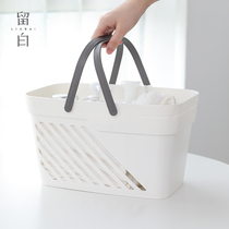 Leave White Hollowed-out Plastic Portable Bath Basket Bathroom Wash Containing Basket Drain hand bathing basket Student Baths