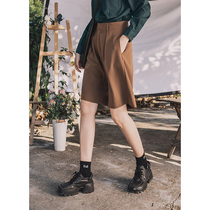 Suit 50% Pants Woman Retro High Waist Loose slim straight cylinder Pants Briefs about 100 Casual Broadleg Shorts Summer