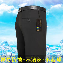 Autumn thick four-sided stretch middle-aged mens casual loose straight pants dad dress wrinkle anti-iron trousers men
