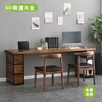 loft solid wood double computer desk desk home custom industrial style desktop with drawer desk