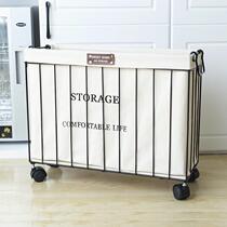 Slit storage basket wrought iron wheel Nordic calligraphy and painting snack magazine finishing rack dirty clothes basket toilet finishing