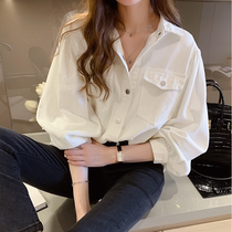 2021 Spring and Autumn New Korean Loose Female Shirt Fashion Solid Color Slim Joker Long Sleeve Shirt Coat Tide