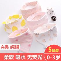 Baby saliva towel pure cotton walled pocket waterproof newborn scarf ultra soft baby triangular towel anti-turb headscarf autumn