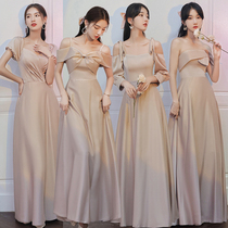 Bridesmaid 2021 New Winter Fairy Sister group skirt can usually wear small size satin dress female spring and autumn