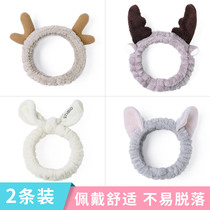2-piece cute hair band mask wash face with headgear out cartoon headgear net simple tie hair female