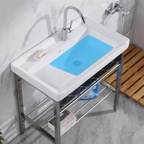 Ceramic laundry basin Stainless steel bracket washbasin Hand washing with washboard Balcony laundry sink Pool washbasin Small room 9