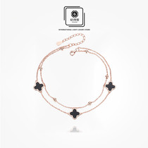 Ji Shizhe new four-leaf clover anklet female summer fashion explosion rose gold advanced sense to send girlfriend birthday gift