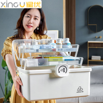 Japan imported MUJI large medicine box family large capacity medicine box Household multi-layer large classification storage
