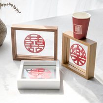 Wedding photo frame double-sided glass 囍 word table wedding wedding room layout decoration decoration creative wooden photo frame