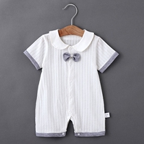 Baby short-sleeved one-piece summer cotton thin men and women baby summer pajamas Newborn clothes Air conditioning clothes