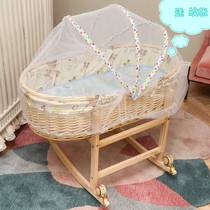 Cradle Bed Fuji Neonatal Baby Basket Portable basket for a Solid Wooden Cart with Handheld Blue Whed Mosquito Net Cool