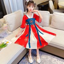 Girls Hanfu dress summer dress 2021 new Chiffon hanfu Chinese style Tang dress girls summer Chiffon ancient dress