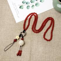 Agate mobile phone lanyard Halter neck detachable womens mobile phone chain solid durable anti-drop anti-loss rope net red Chinese style