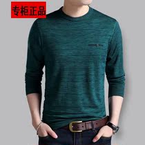 Joeone spring and Autumn thin sweater middle-aged dad outfit mens long-sleeved t-shirt top clothing knitted base small shirt