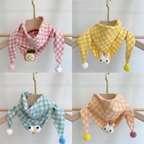Childrens cartoon triangle Korean cotton plaid Autumn New Wild Mens and womens baby scarf cute scarf