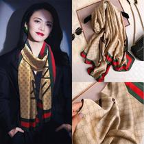 Silk scarf female spring and autumn long scarf summer thin shawl artifact Western style fashion outside air-conditioned room large gauze towel 