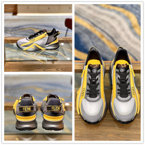Fendi Fendi FLOW Series Colorblock Suede Sneakers Side Zip Casual Board Men's Shoes CBA