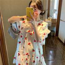 2021 spring and summer new sweet little fresh embroidered ruffle doll dress waist thin mid-length dress
