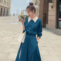 French color long sleeve shirt dress women Spring 2021 new waist thin cover meat temperament age age reduction dress