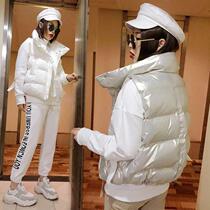 2021 New European station bright down cotton vest female autumn winter fashion loose short thick cotton vest