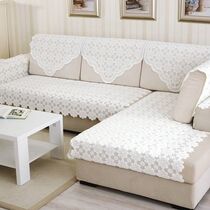 Thickened fabric sofa towel Sofa cushion cushion Lace full cover coffee table set white cover towel TV armrest towel