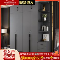 Simple modern wardrobe home bedroom hanging wardrobe economic solid wood wardrobe Nordic light luxury style combination wardrobe