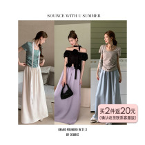 SourceWithU Pace Gallery 3 colors without a gentle purple skirt with a skirt with a-letter A