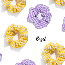 BAGEL checkered large intestine Hairband purple white ins simple tie hair girl hair rope purple rubber band floral headdress