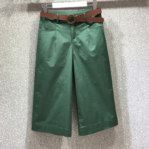 Korean casual wide-leg three-point pants womens 2021 new summer high-waist loose thin denim straight pants trend