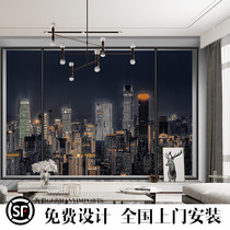Modern city architecture night scene wallpaper Visual extension space Hotel bedroom dining room living room background wallpaper mural