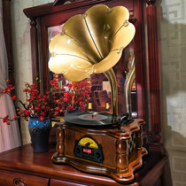 Gramophone American mini desktop ornaments Vinyl record player Retro style antique turntable audio personality creativity
