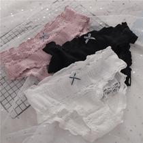 3 simple thread underwear women's summer bow solid color low waist girl breathable student briefs head summer