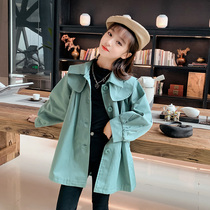 Ten-year-old girl windbreaker autumn 2021 foreign children big boy girl spring and autumn British style autumn coat