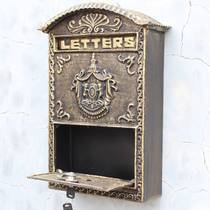 European style retro creative home decoration iron bronze mailbox wall-mounted aristocratic logo letter box mailbox mailbox