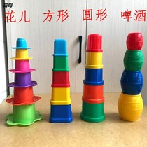 Stacked music rainbow tower building blocks stacked Cup childrens educational early education sleeve set of beer barrel baby toy