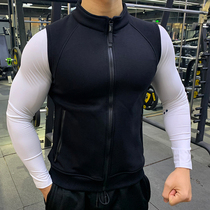 Autumn and winter sports jacket men plus velvet thickened warm vest fitness running training clothes personal trainer uniforms
