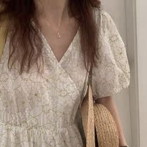 2021 spring new temperament little fairy port flavor campus style gentle fashion jacquard jumpsuit group of yellow flowers blue skirt