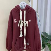 2021 Super Fire ins autumn and winter New Korean version loose plus velvet thick printed letter hooded sweater women