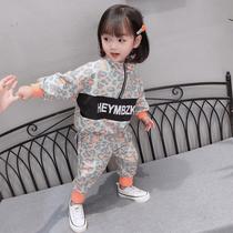 Female baby spring and autumn clothes 2021 new girl net red suit girl clothes western style childrens fashionable two-piece suit tide