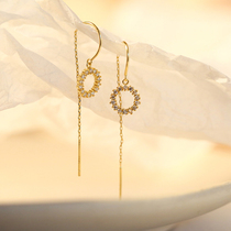 s925 Pure Silver Circle Ear Line Female Summer Ring Earbuds Harbor Wind 2021 Mesh Red Design Earrings Tea Ensemble with a small face