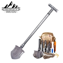 Multifunctional portable folding large sapper shovel with flashlight military shovel outdoor camping self-defense Chinese military version manganese steel