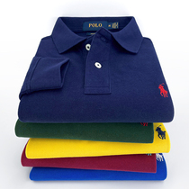 American Paul polo shirt mens long sleeve cotton high-end small horse logo embroidery large size mens dad lapel collar body shirt